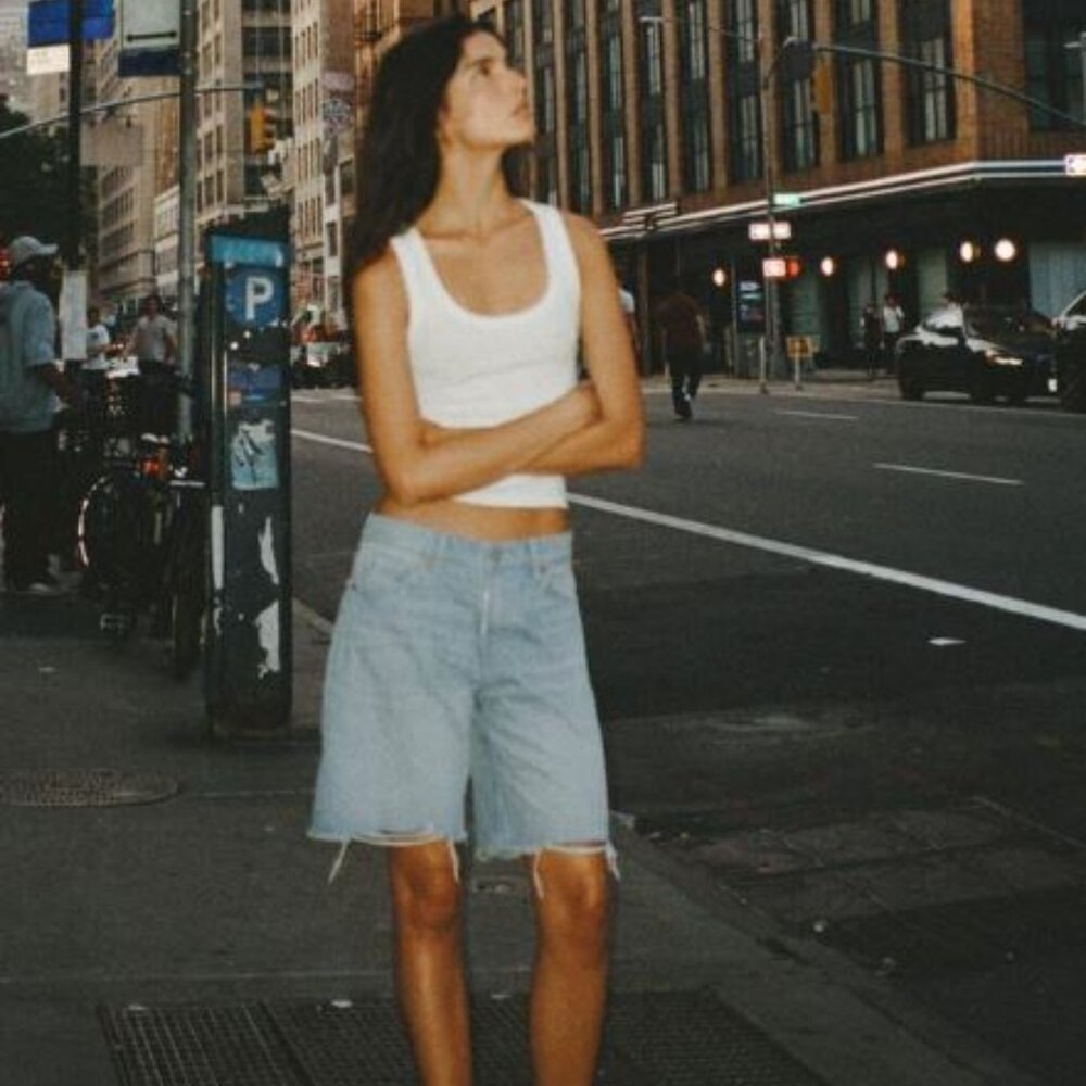 MID-RISE RIPPED TRF DENIM SHORTS